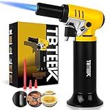 TBTeek Butane Torch with Fuel Gauge T907, One-hand Operation Kitchen Torch Lighter with Adjustable Flame for BBQ, Baking, Brulee Creme, Crafts and Soldering(Butane Gas Not Included)
