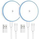 MagSafe Charger 2 Pack 15W Magnetic Wireless Charger Fast Charging Pad Compatible with iPhone 17/16/15/14/13/12 Series & AirPods 4/3/2/Pro Magnetic MagSafe Charging Pad with Dual Ports