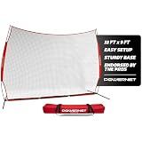 PowerNet Portable Sports Rebounder - Basketball, Volleyball, Soccer, Baseball, Softball and Lacrosse, Backyard & Garage Backstop, Indoor Outdoor Safety Net for Protection (12 x 9 FT, Red)