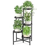 iDavosic.ly Plant Stand Indoor Outdoor, 5 Tier Corner Metal Flower Display Holder Shelf, Easy Assembly Folding Tall Orchid Rack for Patio Balcony Porch Garden Living Room House, Black