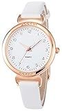 NUOVO White Watches for Women Crystal Accented Leather Strap Watch Fashion Design Elegant for Ladies Women’s Business Wrist