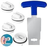 Relaxweex 4 Pcs Pool Plug Removal Tool with Handle Grip Metal Eyeball Seat Removal Tool 1.5" Pool Spa Return Winterizing Filter Drain Plug with O-Ring Compatible with Hayward Pentair(H Shaped)
