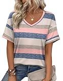 Zeagoo Tops for Women Casual Summer Short Sleeve V Neck Cute Office Shirts