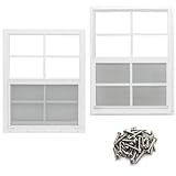 NeatiEase 2 Pack Shed Window, 18" x 23" Flush Mount Window with Tempered Glass and Fiberglass Screen for Shed, Chicken Coop, Playhouse, Household, Garage