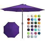 JEAREY 9FT Outdoor Patio Umbrella Outdoor Table Umbrella with Push Button Tilt and Crank, Market Umbrella 8 Sturdy Ribs UV Protection Waterproof for Garden, Deck, Backyard, Pool (Dark Purple)