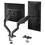 WALI Dual Monitor Stand for 17-32 inch Computer Screens, Dual Monitor Arms for 2 Monitors Holds up to 22 lbs, Height Adjustable Gas Spring Dual Monitors Mount, VESA 75x75/100x100mm (GSMP002N), Black