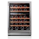 Ca'Lefort Wine Fridge & Cooler - 24 Inch 46 Bottle Wine Cooler Refrigerator, 40-65°F Dual Zone Wine Refrigerator Glass Door, 3 LED Built-in or Freestanding Fridge for Home/Bar/Kitchen (5.65 cu.ft)