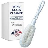 Flute and Stemware Wine Glass Cleaning Brush - Dishwasher Safe, Non-Scratch Flute Cleaner for Crystal Glasses, Champagne Glass, Goblet, Wine Decanter - for Bar & Restaurant by FryOilSaver - B61C