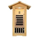 DWKWE Outdoor Far Infrared Home Sauna, 1 Person Hemlock Wood Sauna Box, 1400W 5 Carbon Crystal Heating Panels Indoor Sauna Room, Personal Sauna Hot Yoga Essentials Gym Accessories Workout Equipment