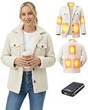 GOTOBI Graphene Heated Jackets for Women with 12V 18400mAh Battery Pack, womens heated jacket with Sherpa Fleece Lined