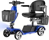 32 Miles Electric Mobility Scooter for Adults, Elderly. 20A Wheelchair Device for Travel. Capacity 350 lbs, 350W Mobility Scooters for Seniors with Removable Battery and Two Baskets (Blue)