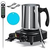 Ohcans Candle Making Kit with Electronic Hot Plate, Candle Making Kit for Adults, DIY Starter Candle Making Supplies, with 900ml Candle Make Pouring Pot, Stirring Spoon, Wicks Holder, Thermometers