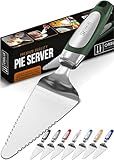 Orblue Pie Server, Essential Kitchen Tool, Serrated on Both Sides, Great for Right or Left Handed Chef, Stainless Steel Flatware, Cake Cutter, Dark Green