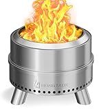 HongTaok Smokeless Fire Pit with Waterproof Bag, 20 Inch Stainless Steel Fire Pits for Outside Wood Burning, Smokeless Firepit Outdoor Bonfire, Removable Ash Pan, Portable for Camping, Backyard
