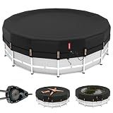 QH.HOME 18ft Round Pool Cover,[Ultimate Windproof & Tear-Resistant Fabric],Snug Fit with Patented Ratchet & Weight Rings,Solar Pool Cover for Above Ground Pools, Blocks Leaves &Waterproof