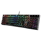 Redragon K556 RGB LED Backlit Wired Mechanical Gaming Keyboard, 104 Keys Hot-Swap Mechanical Keyboard w/Aluminum Base, Upgraded Socket and Noise Absorbing Foams, Soft Tactile Brown Switch