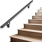 SDNBHT Industrial Stair Handrail Wall-Mounted Hand Rails for Indoor Stairs Black Pipe Stair Railing Indoor Metal Hand Rail for Indoor & Outdoor Steps Aluminum Staircase Handrail for Stairs 3ft