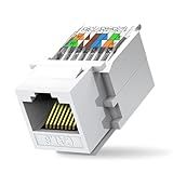 ZOERAX 10-Pack Cat6 Tool-Less RJ45 Keystone Jack, No Punch-Down Tool Required Module Coupler (Not Compatible with Patch Panel), White