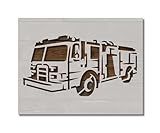 Fire Engine Truck Vehicle Stencil Template Reusable for Painting on Walls, Wood, Arts and Crafts (821) - 11 x 17 Inches