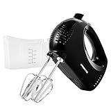 OVENTE 5-Speed Corded Electric Hand Mixer with Stainless Steel Whisks, Compact Portable Design with Snap-On Storage Case,150W Lightweight Handheld Mixer for Baking & Cooking, Black HM151B