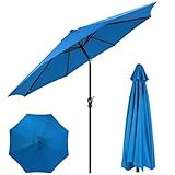 DUMOS 9FT Outdoor Patio Umbrella with Push Button Tilt and Crank, Table Umbrellas 8 Sturdy Ribs Waterproof for Pool,Market, Terrace, Beach, Outdoor Restaurant