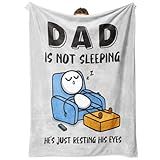 GoMelley Funny Christmas Birthday Gifts for Dad Husband, Dad is Not Sleeping Blanket, Dads Gifts from Daughter Son, Super Soft Throws Blanket for Couch and Napping, 60" x 50" (Gray)