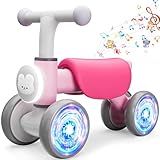 Toddler Toys Balance Bike for 1 Year Old Girl Gifts,4 Wheels Colorful Lighting with Music Baby First Bike,Toddler Girl Toys Balance Bike for 1st 2 Year Old Birthday Gifts