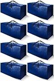 Cosy Family 8 Pack Heavy Duty Extra Large Moving Bags with Backpack Straps - Strong Handles & Zippers, Storage Totes For Space Saving, Fold Flat, Alternative to Moving Box (Set of 8, Blue)