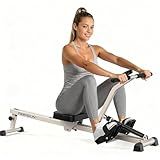 FEIERDUN Compact Adjustable Rowing Machine for Home, Foldable Hydraulic Rower with 12 Resistance Levels, 300LBS Capacity, Full Body Workout Equipment