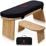 Yoga Dood Meditation Bench - Folding Bamboo Meditation Stool with Velvet Cushion & Carry Bag, Seiza Prayer Bench
