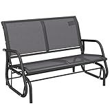 Outsunny 2-Person Outdoor Glider Bench, Patio Double Swing Rocking Chair Loveseat w/Powder Coated Steel Frame for Backyard Garden Porch, Gray