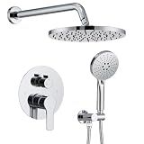 Iriber Chrome Shower Head with Handheld,Rain Shower System Faucet Set