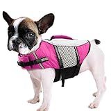 Queenmore Dog Life Jacket Swimming Vest Small Medium Dogs Neoprene Water Boating Life Preserver Lightweight Reflective Cat Puppy Kayaking Lifesaver for French Bulldog,Yorkie Terrier,Bichon(Pink,S)