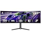 Amzfast 49 Inch Curved Monitor 120Hz DQHD 5120x1440p Ultrawide Gaming Monitor, 120% sRGB, 1500R, 1ms MPRT, HDR, Adaptive Sync, PIP/PBP, Height Adjustable, HDMI 2.0/DP 1.4, VESA 75x75, AMZG49C7U