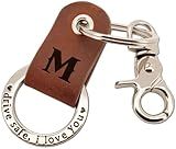 ZEARPT Valentines Day Gifts for Him & Her Custom Engraved Leather Keychain, Personalized Initial Accessory for Him, Couple Gift, Premium Engraved Present for Men & Women, Birthday Keepsake