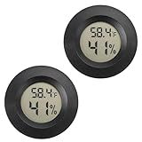 Mini Hygrometer Thermometer Digital Humidity Meter Indoor/Outdoor Humidity Monitor Reptile Thermometer for Humidors Greenhouse Garden Cellar Fahrenheit(℉)/ Celsius(℃) 2 Pack