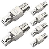 NataLink Cat7 Cat6A RJ45 Connector 6-Pack, Tool-Free Zinc Alloy Shielded Ethernet Termination Plugs for Cat7 up to 23AWG Solid Bulk S/FTP Ethernet Cable