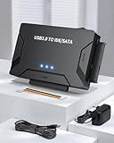 POSUGEAR USB 3.0 to IDE/SATA Adapter, External Hard Drive Reader, Universal 2.5"/3.5" HDD/SSD Converter, 12V/2A Power Adapter