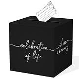 QISOLIY Black Celebration of Life Card Box with Silver Lettering, Share a Memory Funeral Card Box for Memorial Service, Remembrance Table Decor, Memory Box for Sympathy Condolence Messages