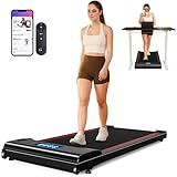 Hartwares NeoSilent Walking Pad Under Desk Treadmill for Home with BLDC Core and Extra-Large Belt, App and Remote Control, Portable and Compact for Small Space Red Black