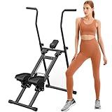 Healfith Stair Stepper for Home,Stair Climber Foldable,Large Pedal Vertical Climber Machine for Full-Body Workout,Steppers for Exercise at Home with 300LBS Loading Capacity (Double handrails-Black)