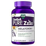 ZzzQuil PURE Zzzs Melatonin Gummies, Sleep Aid, Melatonin 2mg, with Chamomile & Lavender, Melatonin Sleep Gummies, Sleep Aids for Adults, Wildberry Vanilla Flavored, 72 Sleep Gummies