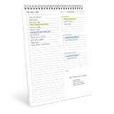 To Do List Spiral Notepad 8.5x11 52 Sheets, Daily Planner Notebook for Work