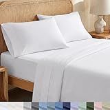 California Design Den Queen Sheet Set - Soft 100% Organic Cotton Sheets with Deep Pockets, Crisp Percale, Breathable and Durable Bedding Set - White