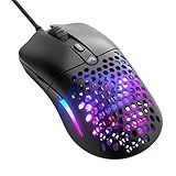 Glorious Gaming - Superlight Wired PC Gaming Mouse with Honeycomb Shell, 6 Programmable Buttons, RGB Lighting & PTFE Skates - Model O Eternal (Ambidextrous), Matte Black