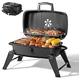 MASTER COOK Portable Charcoal Grill, Foldable Lightweight BBQ Grill with Adjustable Vent and 330 sq.in. Cooking Area Outdoor RV, Camping, Patio, Tailgating, Travel