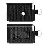 CCUMI Minimalist RFID Blocking Small Wallet with ID Window,WaterResistant Zip Id Case Wallet with Lanyard Keychain for Cards,Cash,Travel,Women,Men (Black)