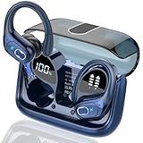 Wireless Earbuds 75hrs Bluetooth 5.4 Headphone Sport, 2026 Bluetooth Earbuds Stereo Deep Bass Over Ear Bud with Earhooks, ENC Noise Cancelling Mic, IPX7 Waterproof Earphone for Gym/Workout, Royal Blue