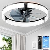 PACOVY Ceiling Fans with Lights and Remote 20 Inch, 3200LM LED & 6-Speed Fan, Low Profile Ceiling Fan Light Fandelier Dimmable 3000K–6500K, Quiet Copper Motor, Bedroom Small Flush Mount Ceiling Fan