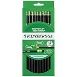 Ticonderoga Wood-Cased Pencils, Unsharpened, #2 HB Soft, Black, 12 Count